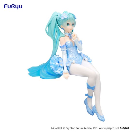Furyu Hatsune Miku Noodle Stopper Ver. Blue Color Figure 15cm - Miku Flower Fairy Nemophila Pail - Plastic figure