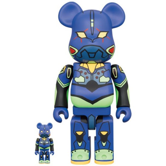 400% & 100% Bearbrick Set - Evangelion (EVA Unit 01 - New Paint) - Divu ABS plastmasas figūriņu komplekts