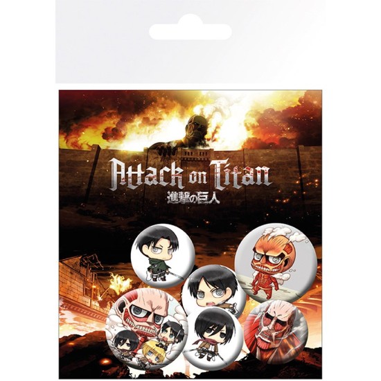 ABYstyle Attack on Titan Pin Badge Pack (6 pcs.) - Chibi Characters - Piespraude