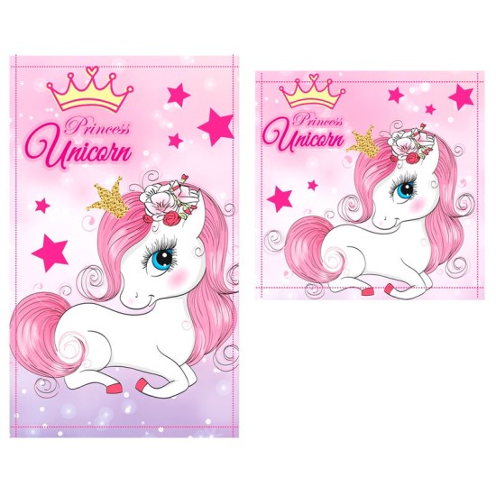 Mister License Unicorn Cotton Face (30 x 30cm) and Hand (30 x 50cm) Towel Set - Kokvilnas dvieļu komplekts