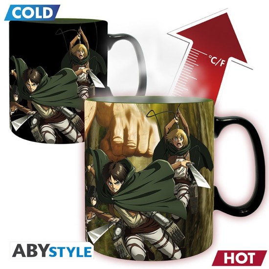 ABYstyle Attack on Titan Heat Change Ceramic Mug 460ml - Titan Eren - Krūze