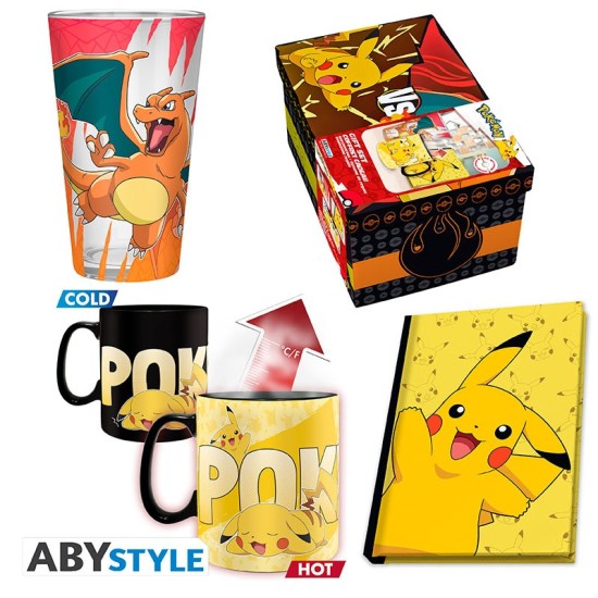 ABYstyle Pokemon Gift Set Mug 460ml / Large Glass 400ml / Notebook - Pikachu - Komplekts krūze / glāze / klade