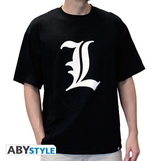 ABYstyle Death Note L tribute T-shirt - L izmērs / Melns - Vīriešu kokvilnas T-krekls