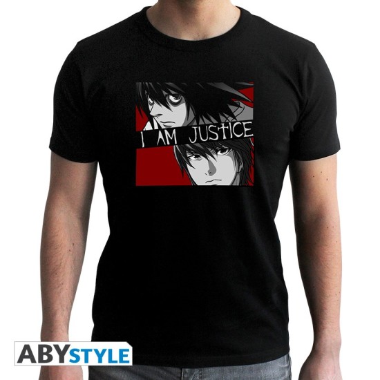 ABYstyle Death Note "I am Justice" T-shirt - M izmērs / Melns - Vīriešu kokvilnas T-krekls