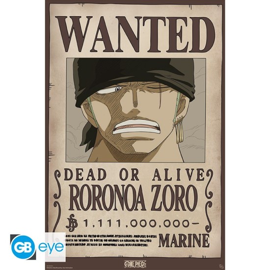 ABYstyle One Piece Poster Maxi 91.5 x 61 cm - Wanted Zoro Wano - Plakāts