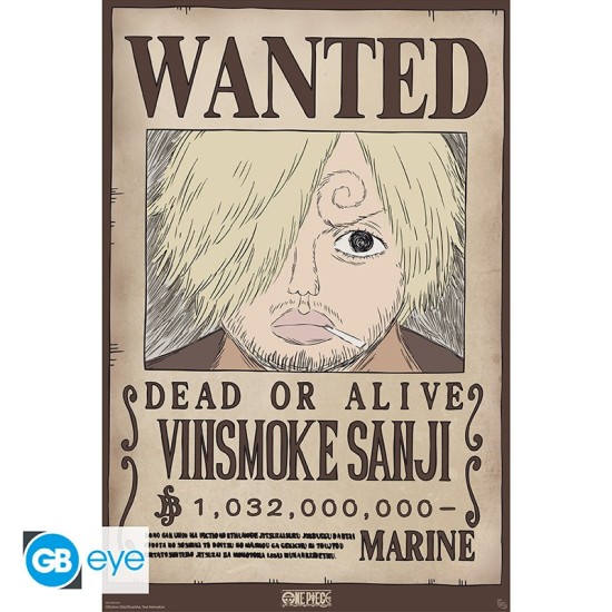 ABYstyle One Piece Poster Maxi 91.5 x 61 cm - Wanted Sanji Wano - Plakāts