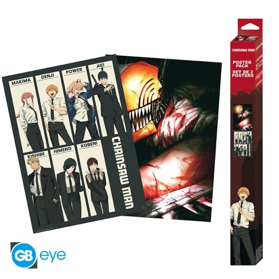 ABYstyle Chainsaw Man Poster Chibi Set (2 pcs.) 52 x 38 cm - Devil Hunters - Divi plakāti