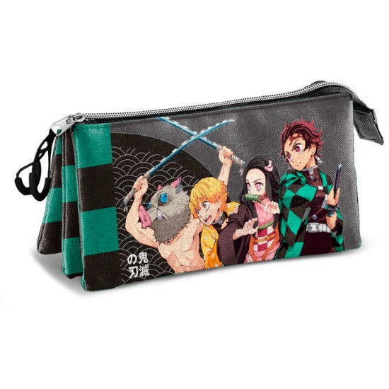 Karactermania Demon Slayer Kimetsu No Yaiba Tanjiro Kamado triple Pencil Case 10 x 23 x 5cm - Penālis ar trīs nodalījumiem