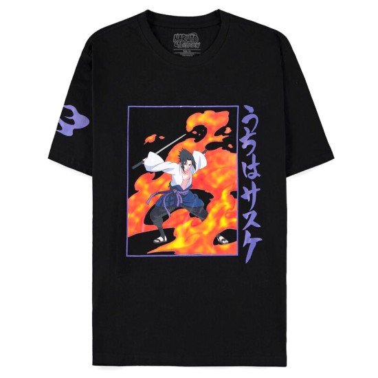 Difuzed Naruto Shippuden Sasuke T-shirt - XS izmērs / Melns - Vīriešu kokvilnas T-krekls