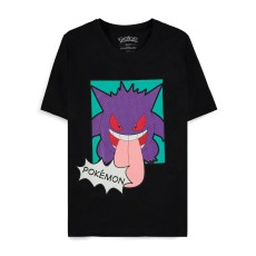 Difuzed Pokemon Gengar Lick Short Sleeved T-shirt - S size / Black - Men's cotton T-shirt