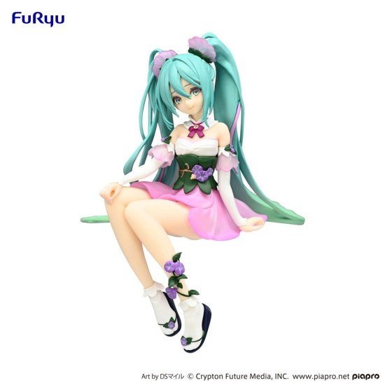 Furyu Hatsune Miku Noodle Stopper Ver. Pink Color Figure 14cm - Miku Flower Fairy Morning Glory - Plastmasas figūriņa