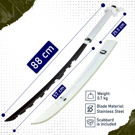 Demon Slayer Stainless Steel Kimetsu no Yaiba - Hashibira Inosuke's Sword with Sheath 88cm - Tērauda Zobens (Katana)