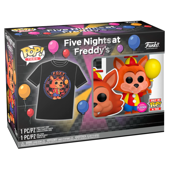 Funko POP! Five Nights at Freddys T-Shirt (S-size) / Figure 9cm Set - Ballon Foxy Exclusive - Komplekts T-krekls / figūriņa