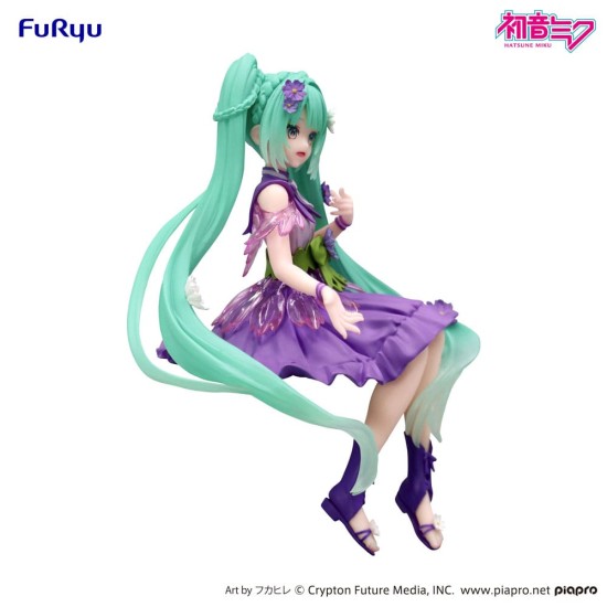 Furyu Hatsune Miku Noodle Stopper Flower Fairy Cosmos Ver. Purple Color Figure 14cm - Hatsune Miku - Plastmasas figūriņa