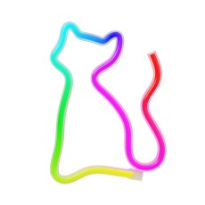 Forever Decorative RGB Neon LED Light with Remote Control 23.5 x 17 x 2 cm (3xAA Batteries or USB plug) - Cat