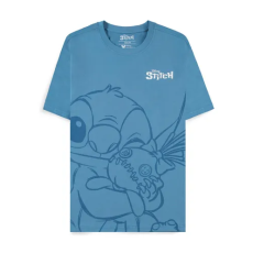 Difuzed Lilo & Stitch Hugging Stitch Short Sleeved T-shirt - XS size / Blue - Unisex cotton T-shirt