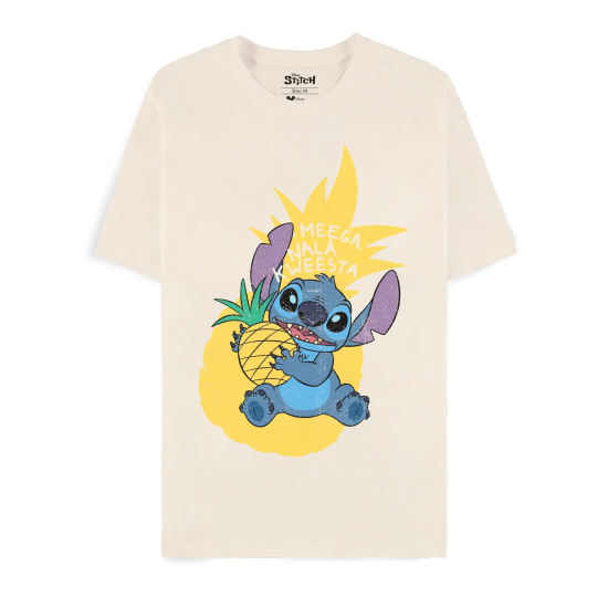 Difuzed Lilo & Stitch Pineapple Stitch Short Sleeved T-shirt - XS izmērs / Dzeltens - Uniseks kokvilnas T-krekls