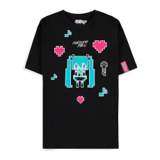 Difuzed Hatsune Miku Pixel Short Sleeved T-shirt - S size / Black - Women's cotton T-shirt