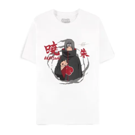 Difuzed Naruto Shippuden Itachi Uchiha Short Sleeved T-shirt - S izmērs / Balts - Vīriešu kokvilnas T-krekls