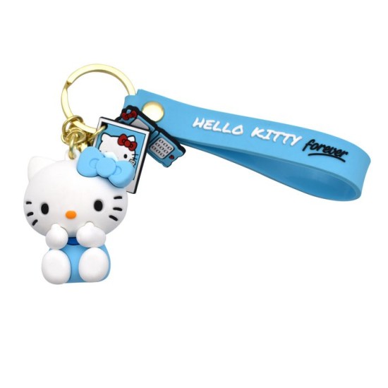 Take Care Hello Kitty 3D Silicone Keychain - Zils - Atslēgu piekariņš