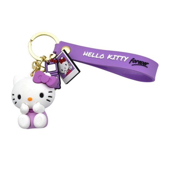 Take Care Hello Kitty 3D Silicone Keychain - Violets - Atslēgu piekariņš