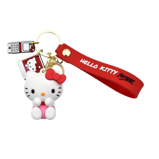 Take Care Hello Kitty 3D Silicone Keychain - Sarkans - Atslēgu piekariņš