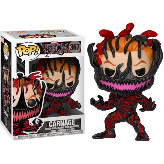 Funko POP! Marvel Venom Figure 9cm - Carnage Bobble-Head (367) - Vinila figūriņa