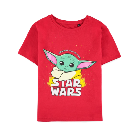 Difuzed Star Wars Grogu Boys Short Sleeved T-shirt - Izmērs 122-128 / Sarkana - Bērnu kokvilnas T-krekls