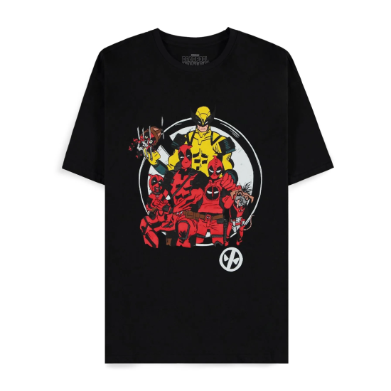 Difuzed Marvel Deadpool Family Portrait Short Sleeved T-shirt - S izmērs - Vīriešu kokvilnas T-krekls