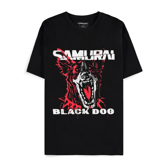 Difuzed Cyberpunk 2077 Black Dog Samurai Album Art Short Sleeved T-shirt - M izmērs - Vīriešu kokvilnas T-krekls