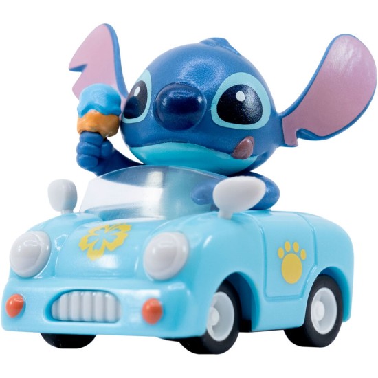 Yume Toys Disney Stitch Zoom Hero Series Mini Assorted Figure 5cm - Sports Car (with ice cream) / Blue - Plastmasas figūriņa