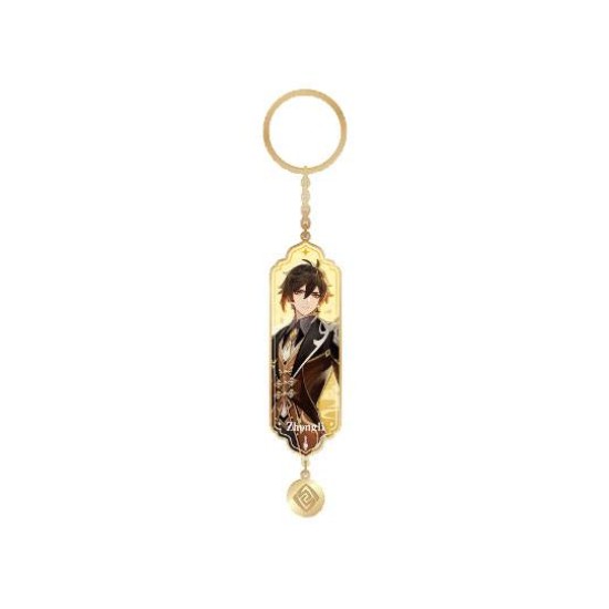 MiHoYo Genshin Impact Character Drawing Card Metal Keychain - Zhongli - Metālisks atslēgu piekariņš