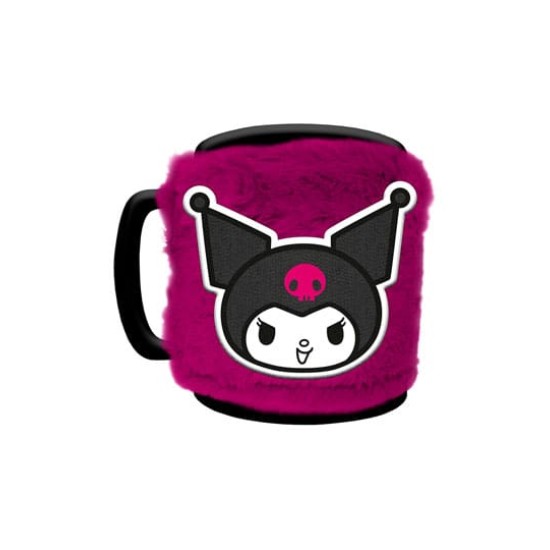 Pyramid Sanrio Hello Kitty Fuzzy Ceramic Mug in Plush Wrap 400ml - Kuromi - Krūze