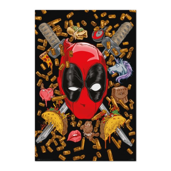 Grupo Erik Marvel Deadpool Poster Maxi 91.5 x 61 cm - Bullets and Chimichangas - Plakāts