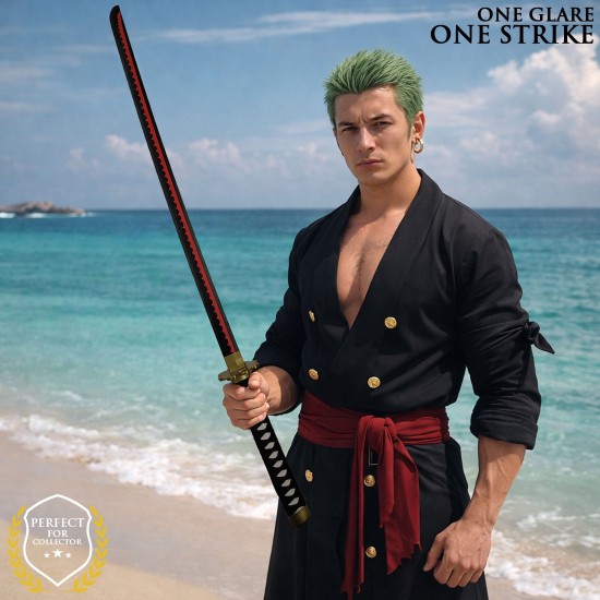 One Piece Wooden Katana with Sheath and Stand Zoro's Shuusui Sword 101cm - Koka Katana ar Makstu un Statīvu (Zobens)