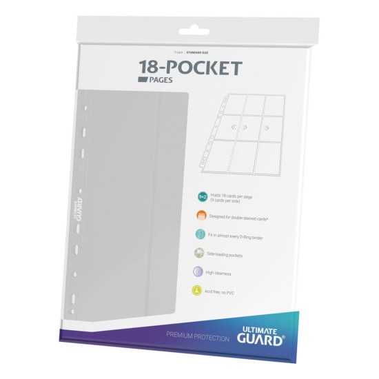 Ultimate Guard (10gab.) 18-Pocket Pages Side-Loading - White - Polipropilēna ieliktņi kartēm