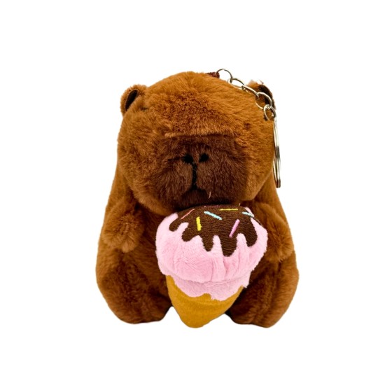 Capybara Assorted Icecream Plush Keychain 11cm - Розовый - Плюшевый брелок для ключей