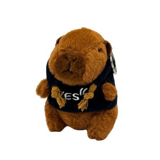 Capybara Assorted Plush Keychain - Melns / Yes" 11cm - Plīša atslēgu piekariņš