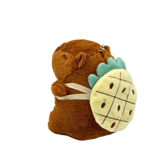 Capybara Assorted Backpack Plush Keychain 11cm - Ананас - Плюшевый брелок для ключей
