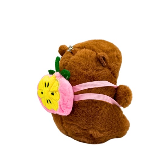 Capybara Assorted Backpack Plush Keychain 11cm - Ābols - Plīša atslēgu piekariņš