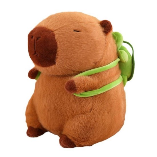 Pola Toys Capybara Plush Toy 45cm - Brūns Kapibara with Turtle Backpack - Plīša rotaļlieta