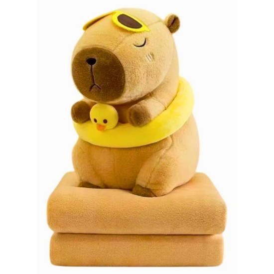 Capybara Plush Toy with Blanket 40cm - Kapibara atvaļinājumā - Plīša rotaļlieta ar pledu