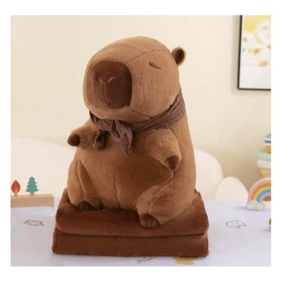 Capybara Plush Toy with Blanket 50cm - Capybara with scharf