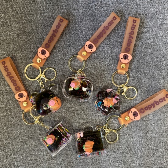 Liquid Keychains with Figurines Assorted - Capybara