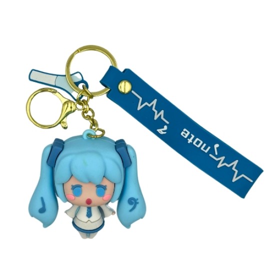 3D Silicone Keychain - Hatsune Miku Design 1 Blue