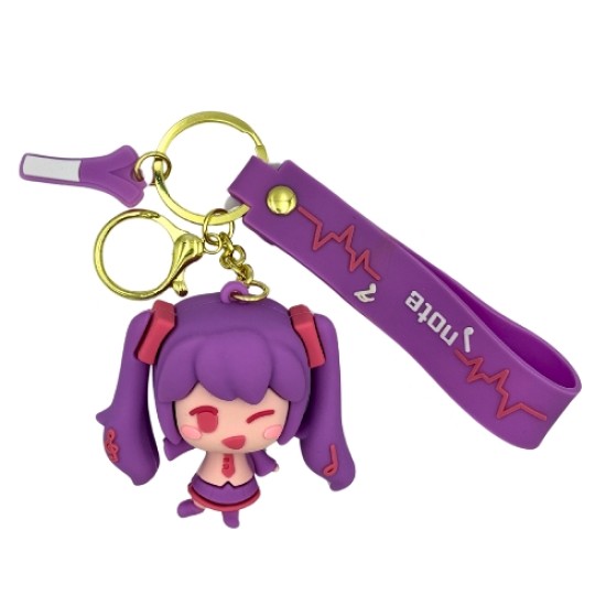 3D Silicone Keychain - Hatsune Miku Design 1 Purple