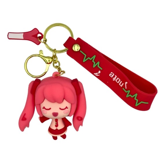 3D Silicone Keychain - Hatsune Miku Design 1 Red