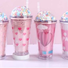 7Toys Assorted Glass with Straw 450ml - Стакан с соломинкой и крыжкой