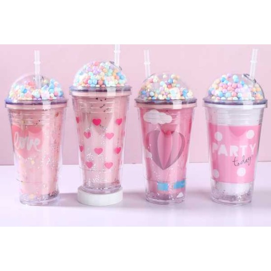 7Toys Assorted Glass with Straw 450ml