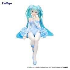 Furyu Hatsune Miku Noodle Stopper Ver. Blue Color Figure 15cm - Miku Flower Fairy Nemophila Pail - Plastic figure